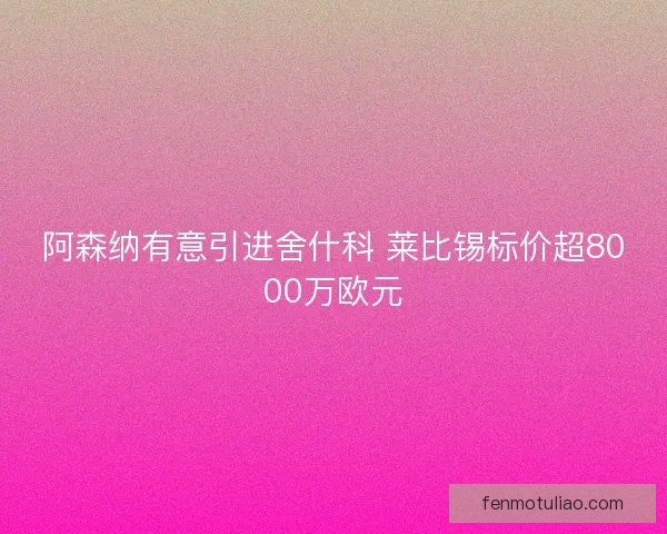 阿森纳有意引进舍什科 莱比锡标价超8000万欧元