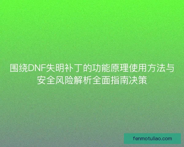 围绕DNF失明补丁的功能原理使用方法与安全风险解析全面指南决策