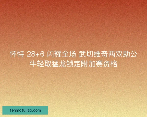 怀特 28+6 闪耀全场 武切维奇两双助公牛轻取猛龙锁定附加赛资格