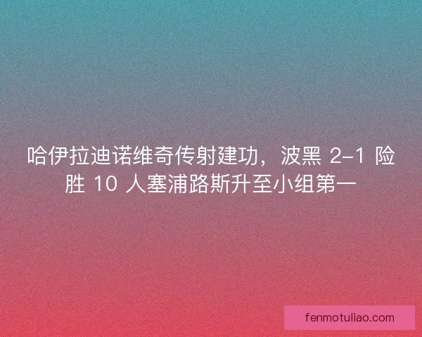 哈伊拉迪诺维奇传射建功，波黑 2-1 险胜 10 人塞浦路斯升至小组第一